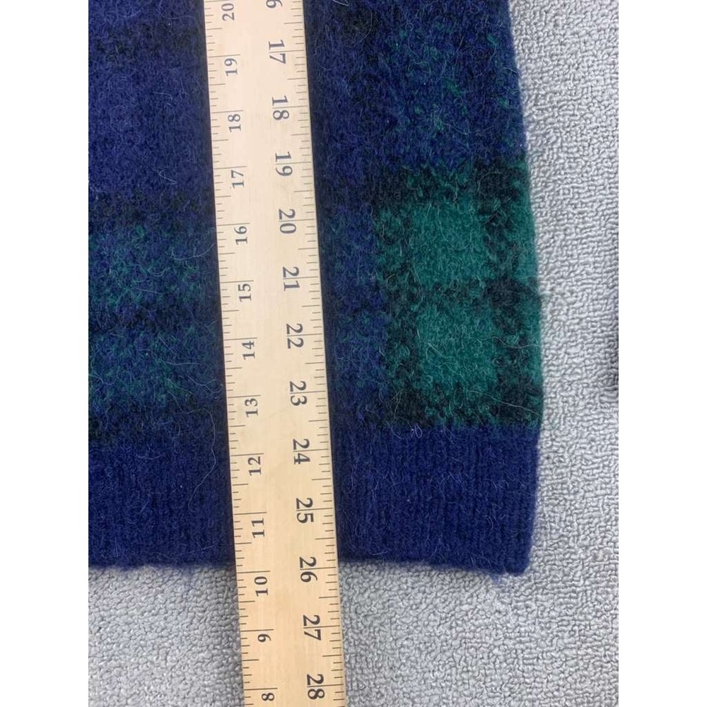 Gap Sweater Women M Blue Green Blue Plaid Alpaca Wool Blend V Neck Pullover Knit - Picture 5 of 9